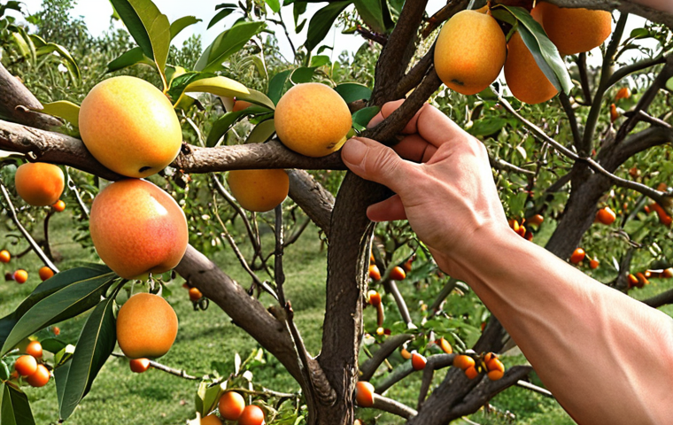 **Pruning for Healthy Growth:** An image showing hands pruning a fruit tree after harvest, focusing on removing damaged branches to encourage new growth.