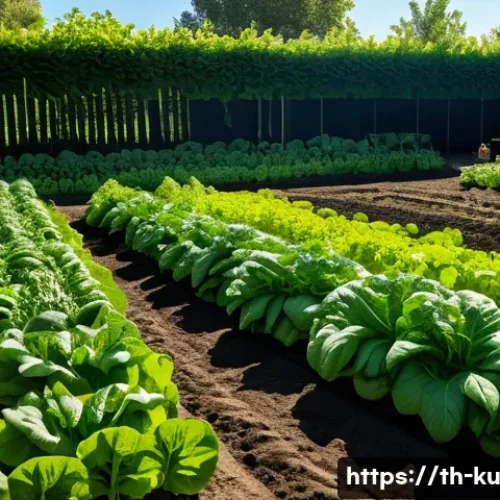 Home 29 다년생 식용 정원에서의 작물 순환 전략 - A vibrant, well-organized multi-year vegetable garden divided into distinct zones: one zone lush wit...